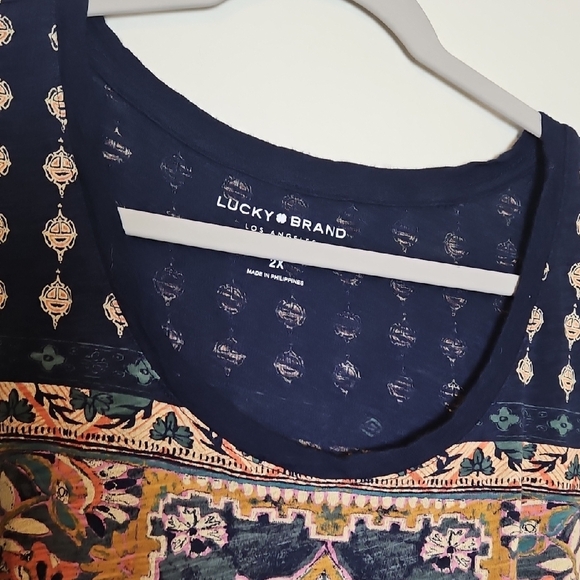 Lucky Brand Black and Gold Patterned Blouse - Picture 5 of 5